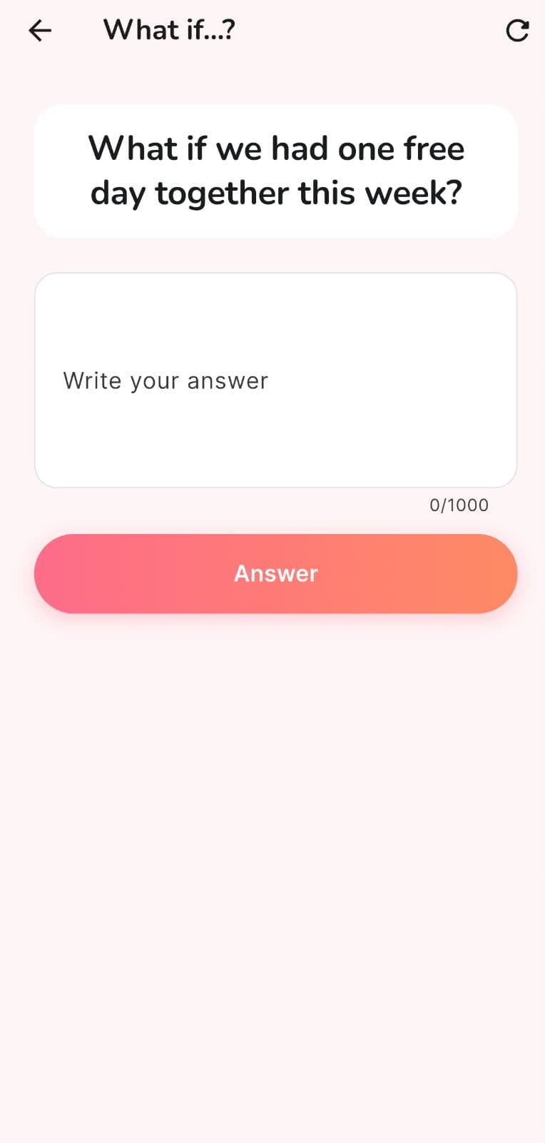 Loveton demo question answer input screen